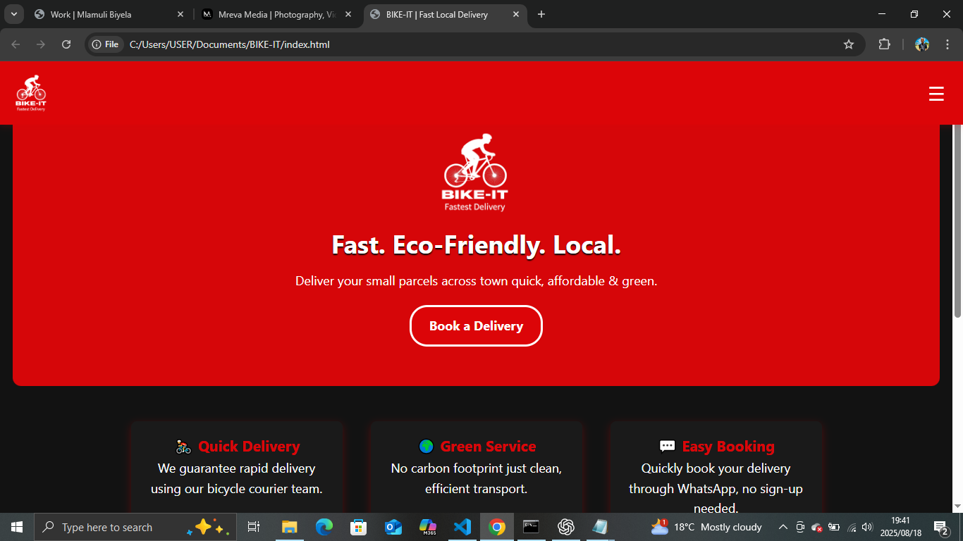 Bike It Delivery Project Screenshot