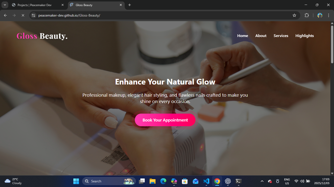 Gloss Beauty Project Screenshot